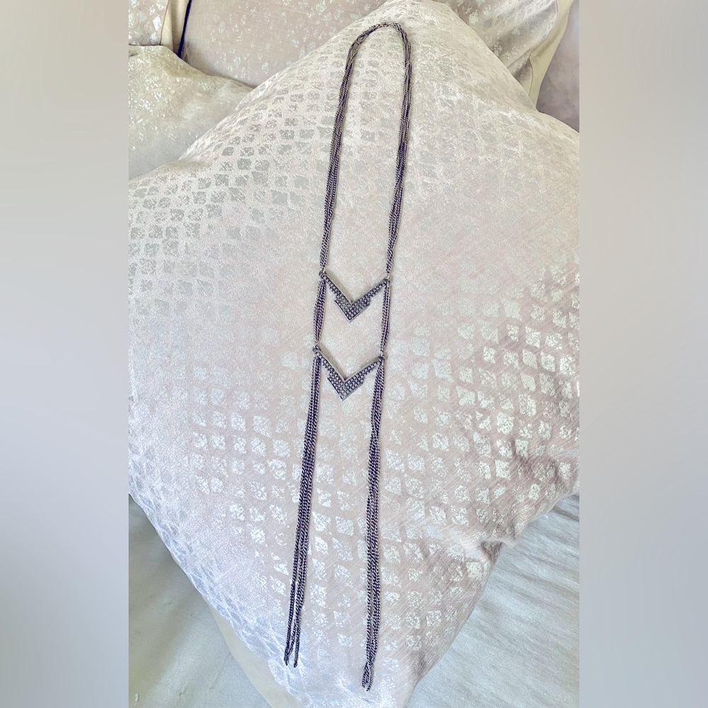 Vanessa Mooney “Born To Live” Silver Tone Boho Long Chain Necklace